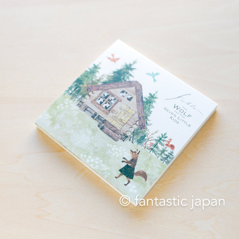 Block washi memo pad - fable  "The wolf and the seven little kids" -