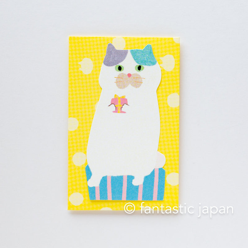 fluffmoumou  cat mini message card set -yellow-