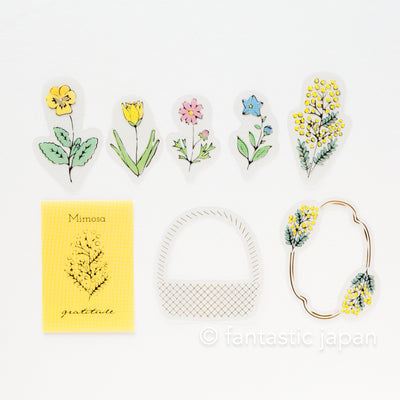 Lucy's Basket clear sticker -mimosa yellow-