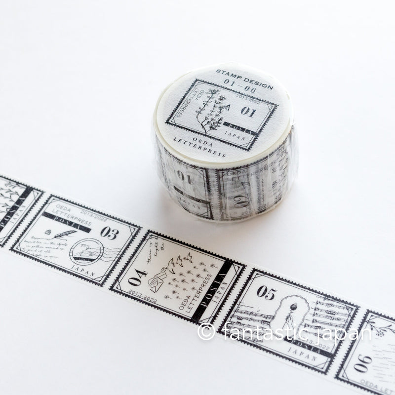 Postage design Washi tape "Stamp 01-06" designed by Oeda letter press