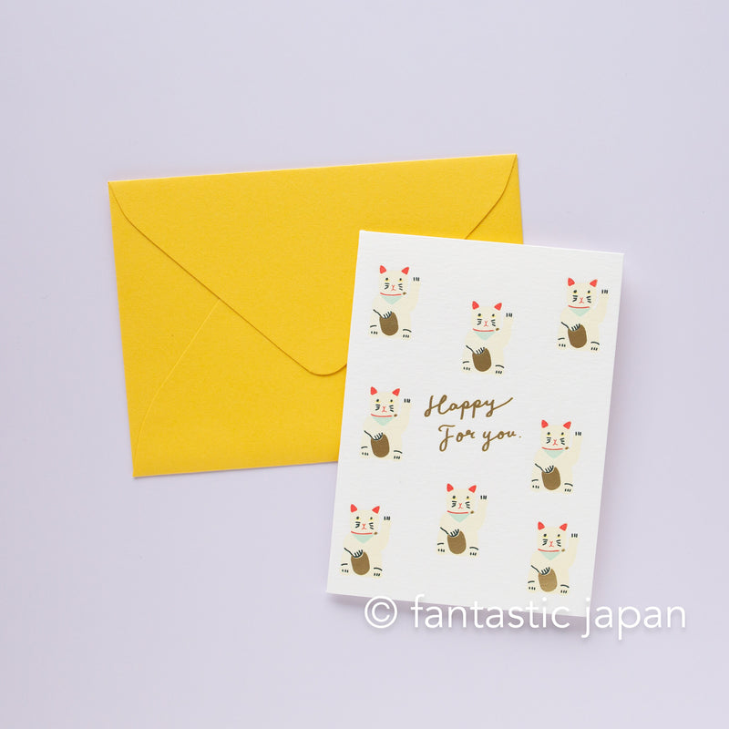 LUCKY Letterpress mini card -beckoning cat-
