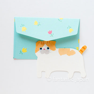 fluffmoumou  cat mini message card set -blue-