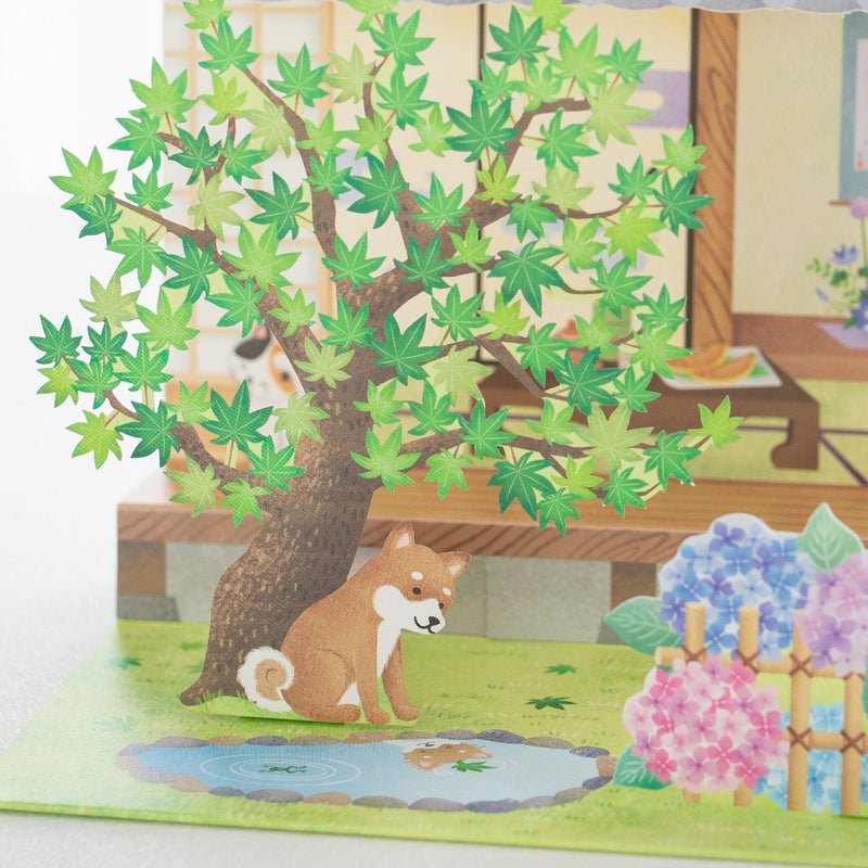 Greeting card  -Shiba dog and Puddle of Water-