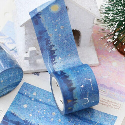 pointillist drawing Masking Tape -starry night- / bgm washi tape/ 30mm wide
