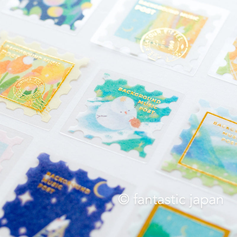 Washi flake stickers -postage stamp "on a walk"-