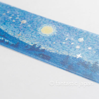 pointillist drawing Masking Tape -starry night- / bgm washi tape/ 30mm wide