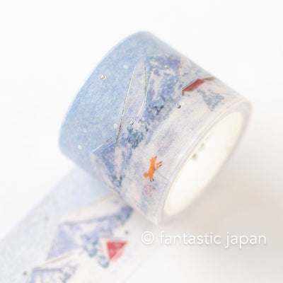 pointillist drawing Masking Tape -snow moutain- / bgm washi tape/ 30mm wide