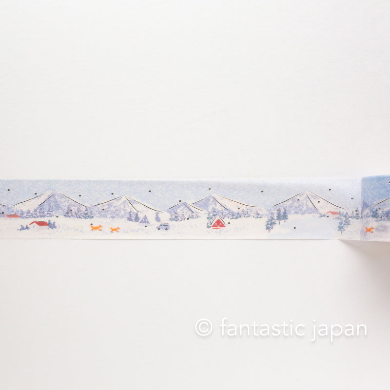 pointillist drawing Masking Tape -snow moutain- / bgm washi tape/ 30mm wide