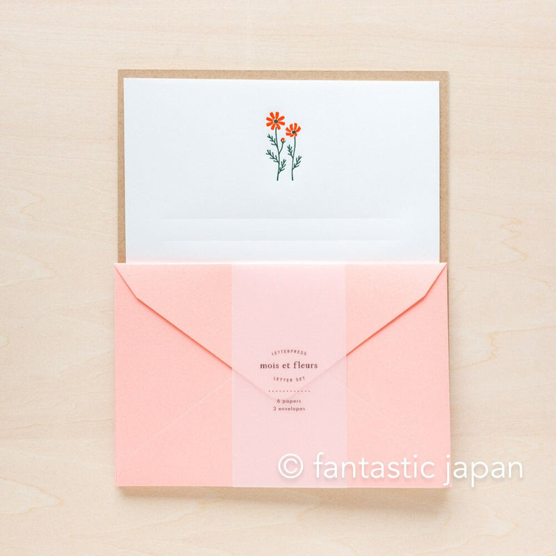 Letterpress letter set / mois et fleurs -cosmos- by EL COMMUN