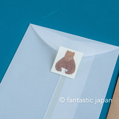 handmade Letter Writing set -bear and embroidery thread- by tegamiya