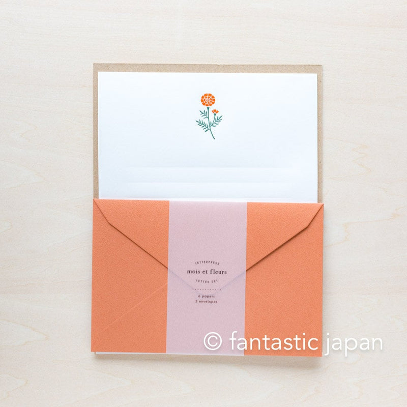 Letterpress letter set / mois et fleurs -marigold- by EL COMMUN