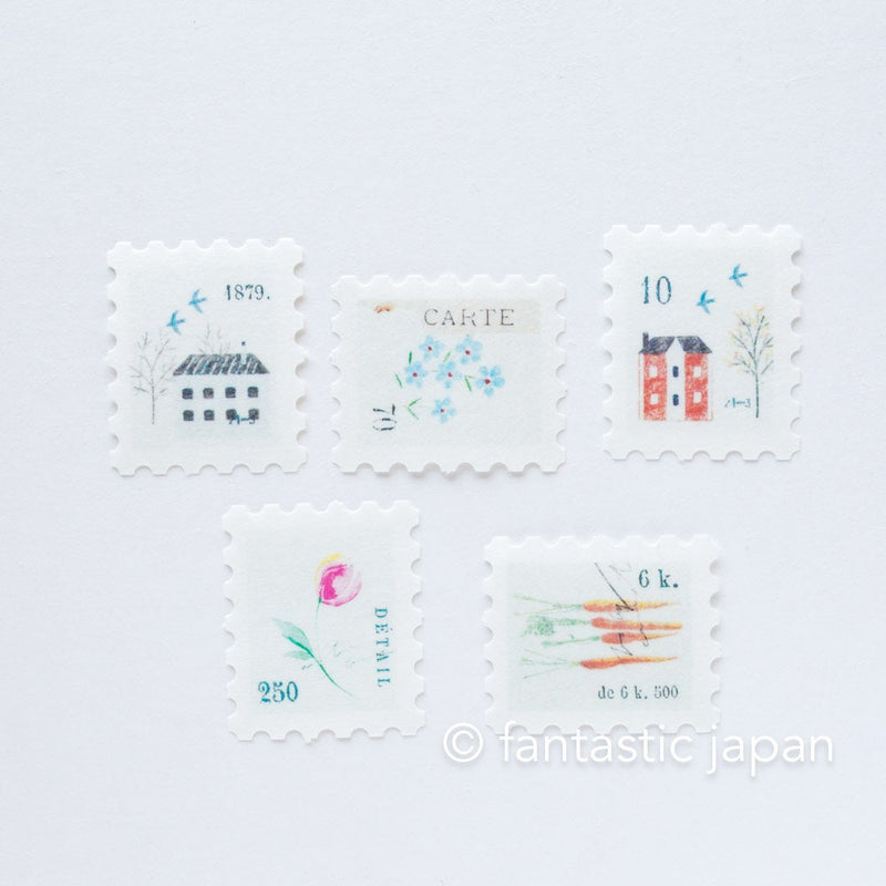 YOHAKU flake sticker - letters- / postage stamp sticker / F-002