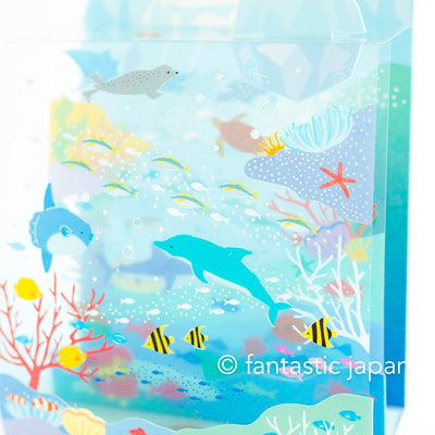 Greeting card  -Summer creatures in aquarium-