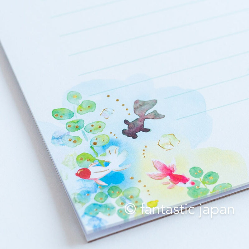 Hallmark Writing Letter Pad and Envelopes -goldfish playing in the water- / Nihon hallmark product /