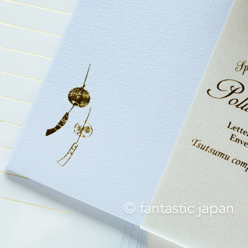 Gold foiled Letter Writing set -Polite letters "wind chime"- by Tsutsumu company limited
