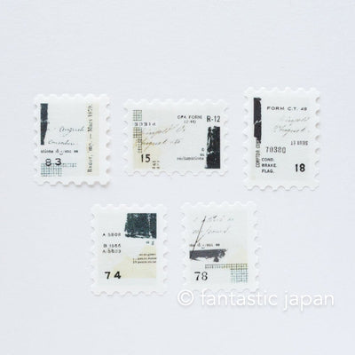 YOHAKU flake sticker - moon and stars- / postage stamp sticker / F-001