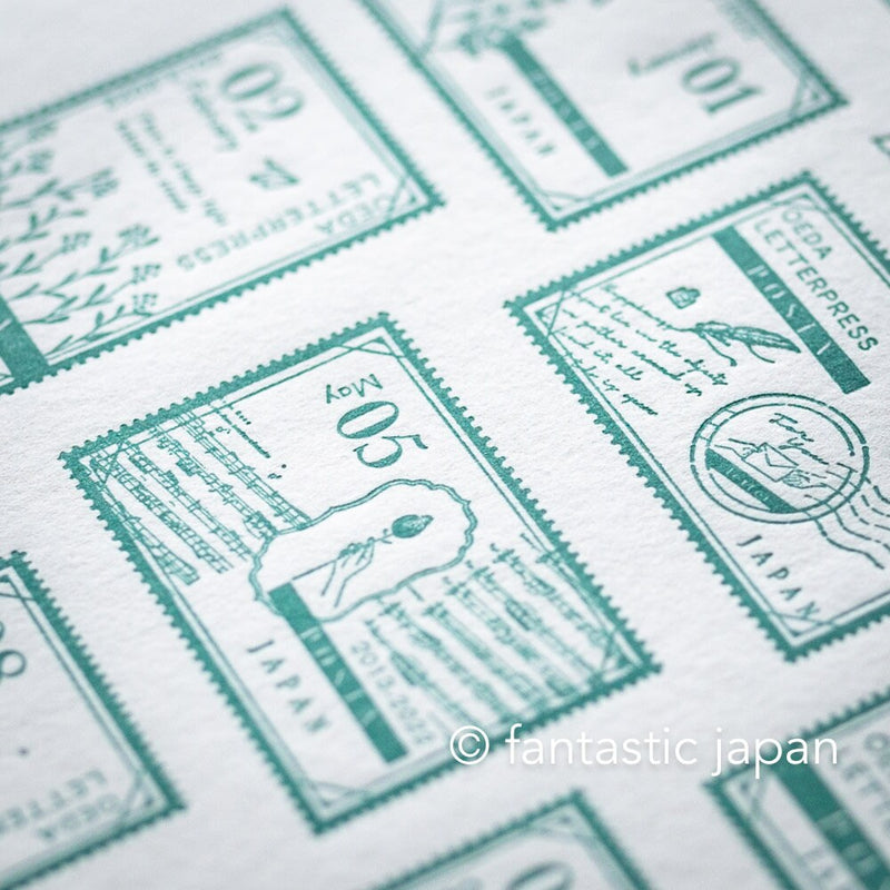 Oeda Letterpress / Letterpress sticker sheet -Emerald green-