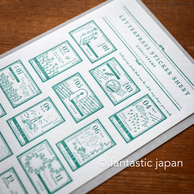 Oeda Letterpress / Letterpress sticker sheet -Emerald green-