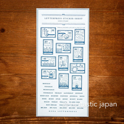 Oeda Letterpress / Letterpress sticker sheet -Dark blue-