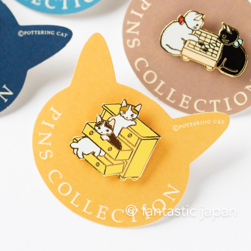 Pottering Cat hard enamel pin -drawer- – Fantastic Japan