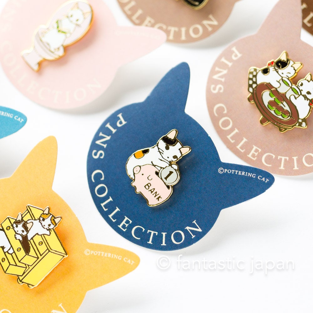Pottering Cat hard enamel pin -piggy bank- – Fantastic Japan