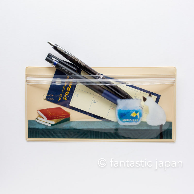 DELFONICS / lentement soft zipper pen case -cat-