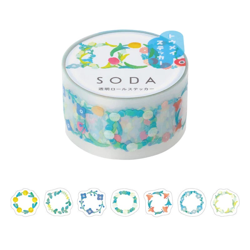 SODA / Clear PET roll sticker  -flower wreath-