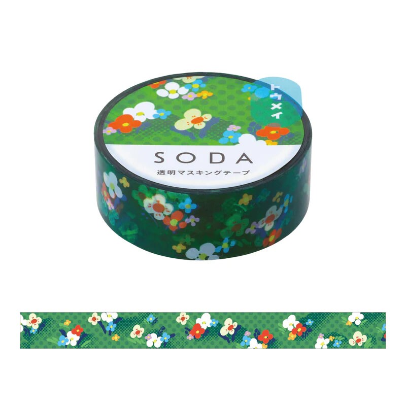 SODA / Clear PET film tape / 15mm wide -flower field-/