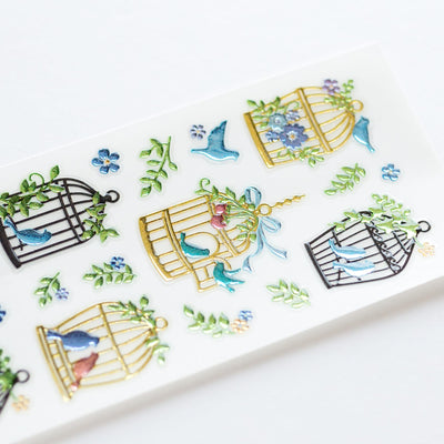 Bijoux sticker -blue birds in the cage-