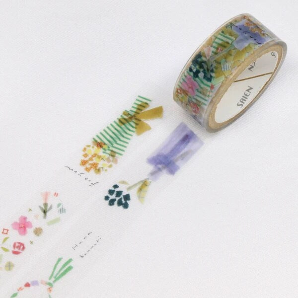 Clear Tape with perforated line  - flowers - by Miki Tamura
