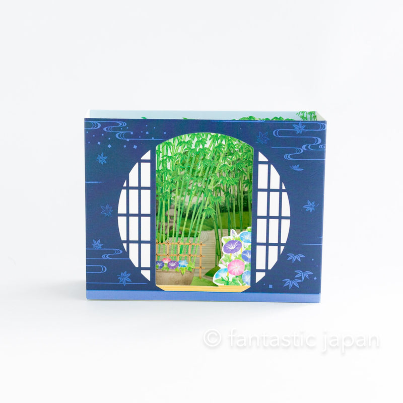 Greeting card -morning glory and Japanese Garden-