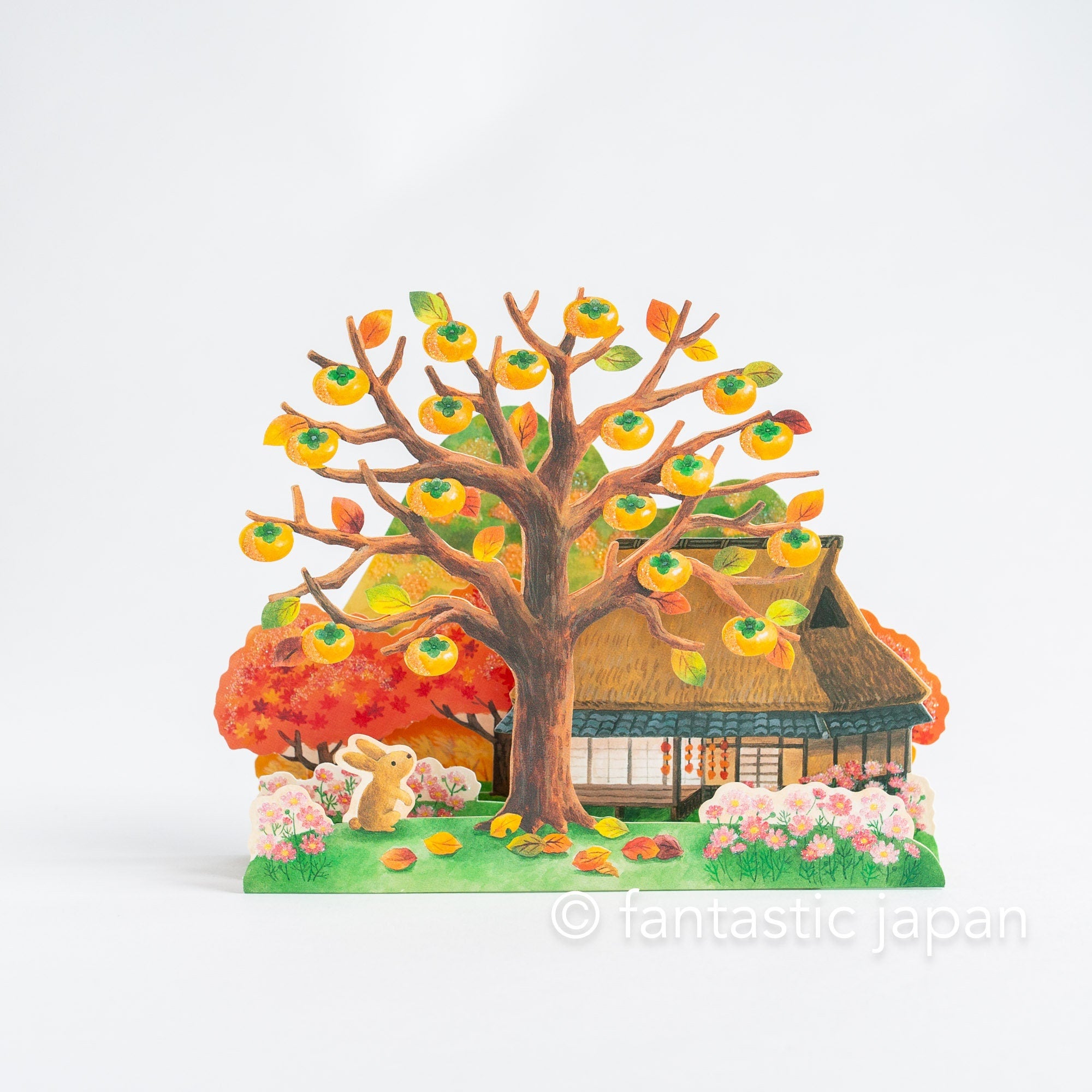 Greeting card -Persimmon trees and old Japanese house- – Fantastic Japan