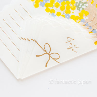 Flower bouquet letter -mimosa- only letter papers, no envelopes