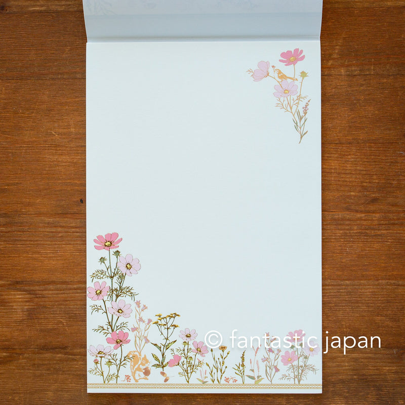 Japanese Washi Writing Letter Pad and Envelopes -Autumn Field and Cosmos-