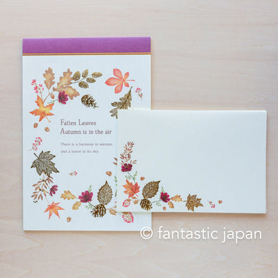 Japanese Washi Writing Letter Pad and Envelopes -Fallen Leaves-