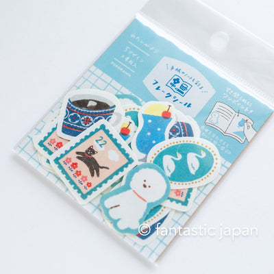 Washi flake stickers -watashi biyori "blue colors"-