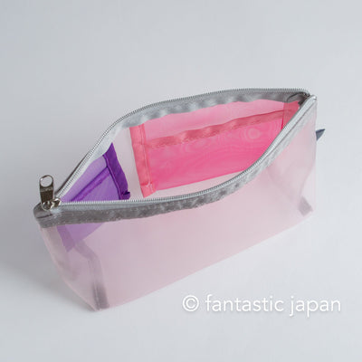 midori / mesh Pen & Tool bag with gusset -pink-