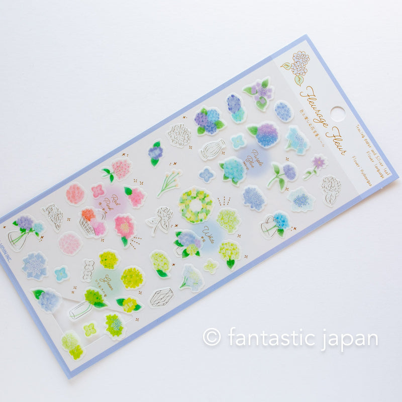 Tracing paper and silver leaf sticker -Hydrangea-