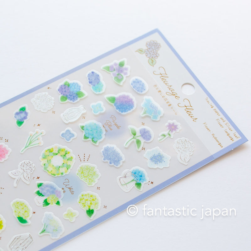 Tracing paper and silver leaf sticker -Hydrangea-
