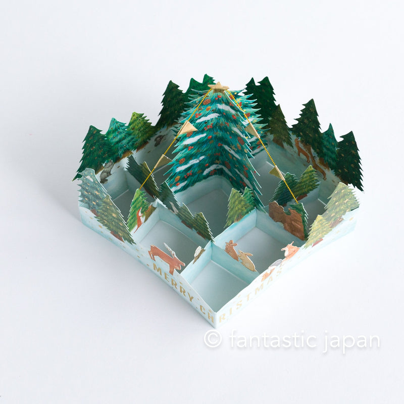 Christmas pop up card -Christmas tree in the forest-