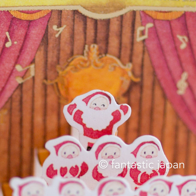 Christmas tiny pop up card -mini mini Santa Clauses Choir-