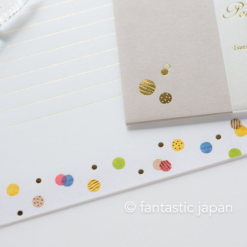 Gold foiled Letter Writing set -Polite letters "polka dot"- by Tsutsumu company limited / made in Japan