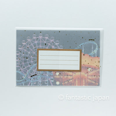 Translucent  Scenery Letter Writing set -Night Amusement park- by Tsutsumu company limited / Tracing paper envelope /made in Japan