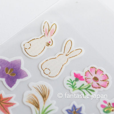 Washi Japanese autumn sticker -rabbits-