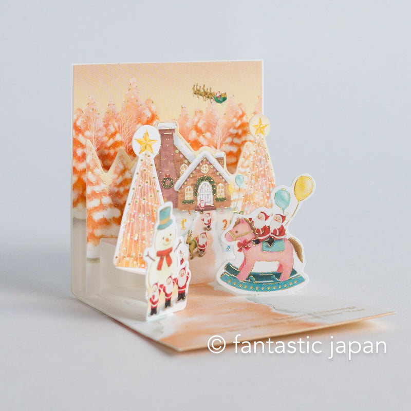 Christmas tiny pop up card -mini mini Santa Clauses with Candy canes-