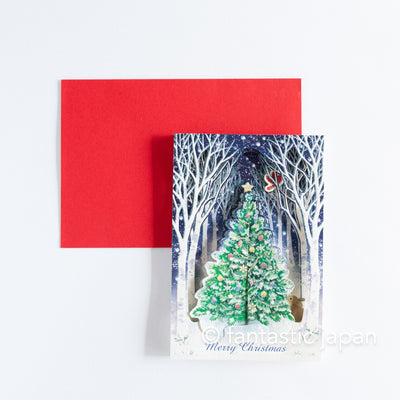 Christmas pop-up card -Tree in the woods-