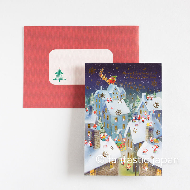 Christmas pop up card -Santa Clauses on the roof-