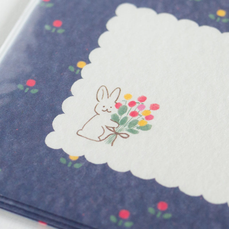 Japanese washi letter set -rabbit bouquet-