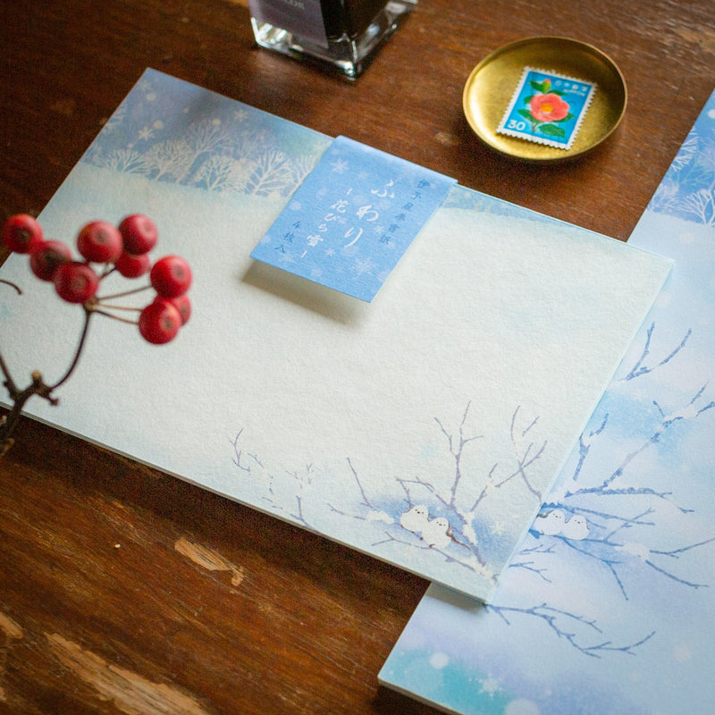 Japanese Washi Writing Letter Pad and Envelopes -snowing-