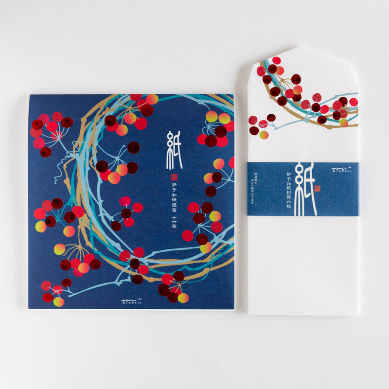 Japanese Iyo washi letter pad and envelops -Smilax china-